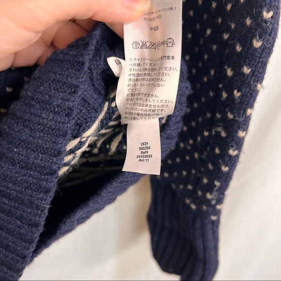 Eddie Bauer Cardigan Sweater Womens S Full Zip Wool Blend Blue Nordic Heart Knit - Picture 5 of 12